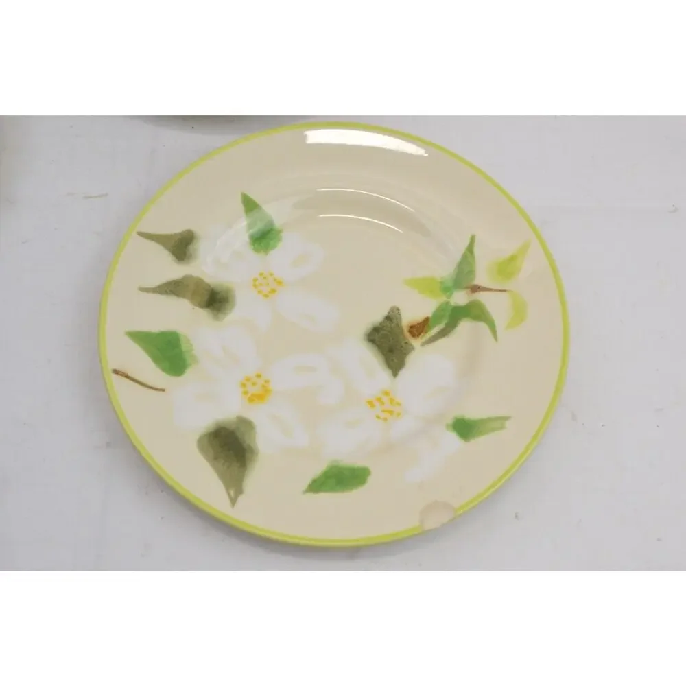 Vintage Franciscan Dogwood Salad Plates Set 6 Embossed Floral USA Green White